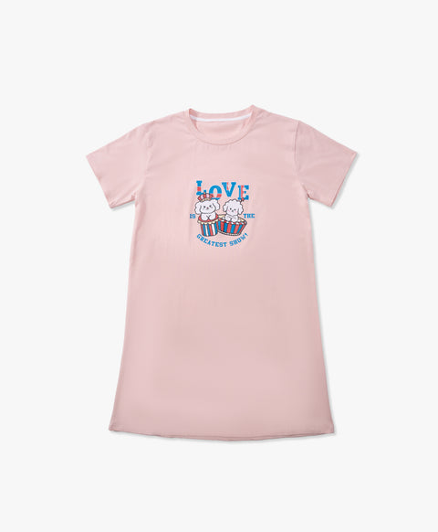 Junior Bedtime Bubbles Love is The Greatest Show Short Sleeves Sleep Dress