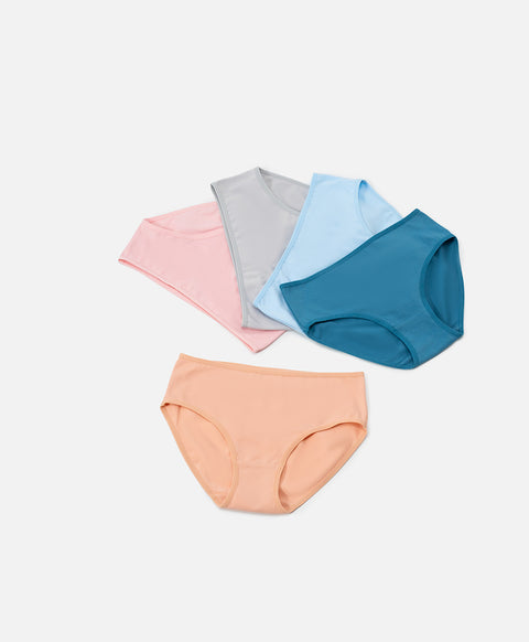 Summer Poem Mid Waist Midi 5pcs Cotton Spandex Pack Panties