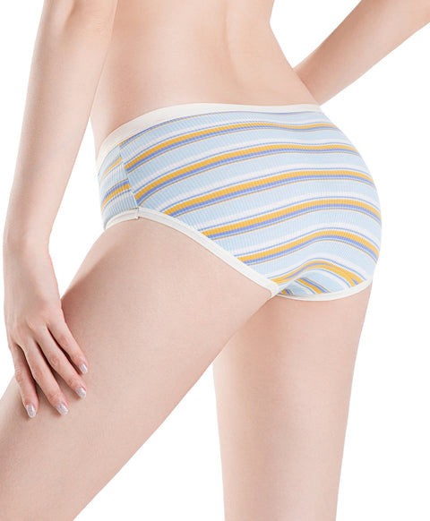 Preppy Stripes Low Waist Midi Ribbed Cotton Panties