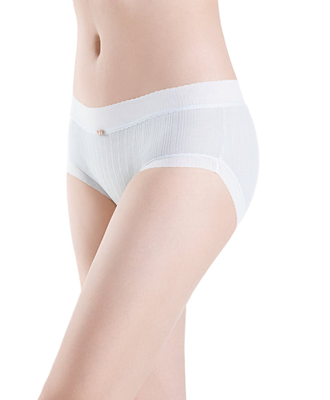 Delicate Bow Low Waist Hipster Ribbed Cotton Panties
