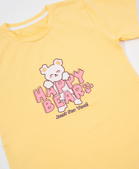 Junior Bedtime Bubbles Happy Bear Just for You Short Sleeves Sleep Dress