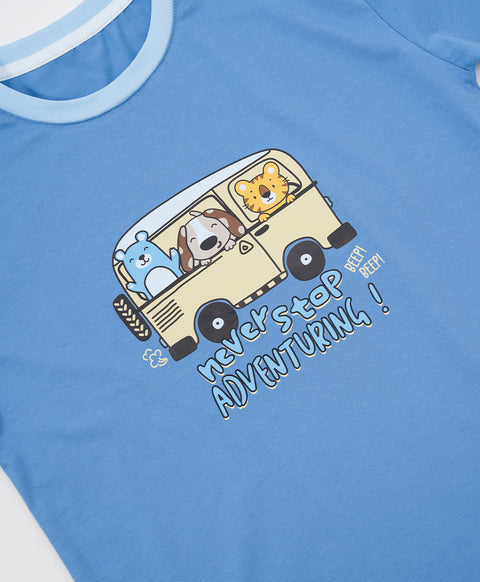 Junior Bedtime Bubbles Never Stop Adventuring Long Sleeves Tee & Pants Sleep Set