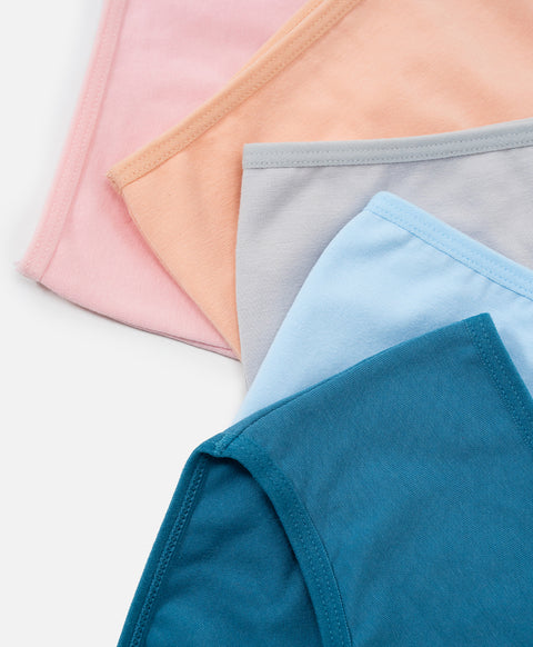 Summer Poem Mid Waist Midi 5pcs Cotton Spandex Pack Panties