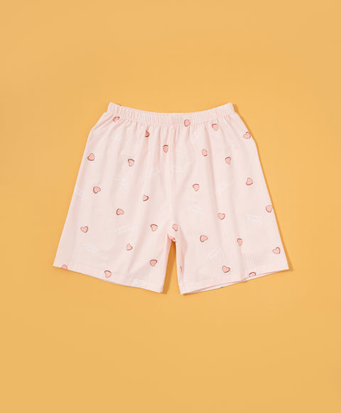 Cookies d'amore Satin Short Sleeve Top & Short PJ Set-Peach