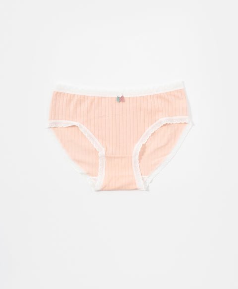 Country Style Low Waist Midi Ribbed Cotton Panties
