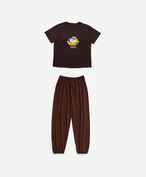 Little Muse Short Sleeves PJ Top & Long Pants Set - Every Pearl Tells A Sweet Story