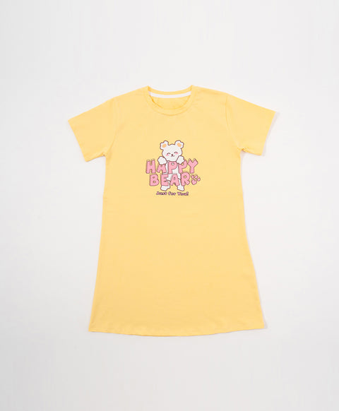 Junior Bedtime Bubbles Happy Bear Just for You Short Sleeves Sleep Dress