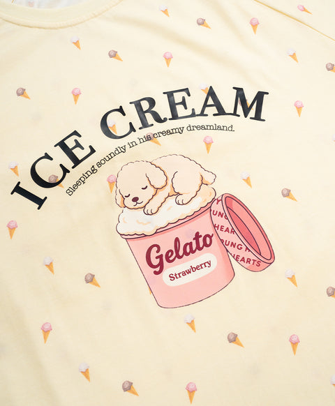 Ice Cream Project Short Sleeves Sleep Dress