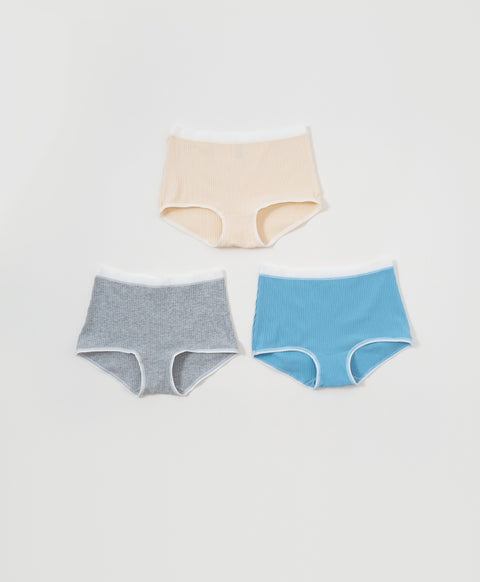Rib Design Mid Waist Hipster Cotton Panties