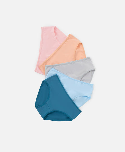 Summer Poem Mid Waist Midi 5pcs Cotton Spandex Pack Panties