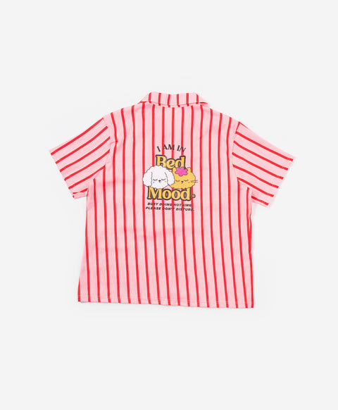 BedMood Cremo & Mello I'm in Bed Mood Polyester PJ Short Sleeves Top & Shorts Set - Pink