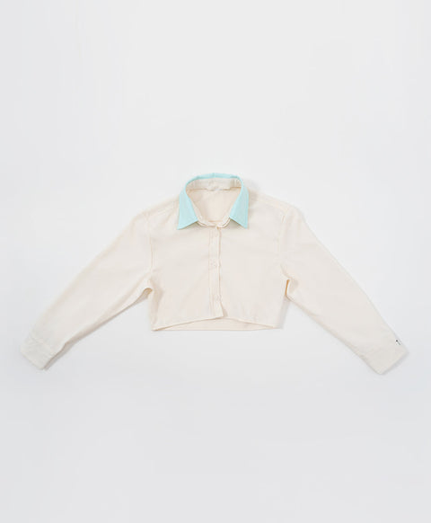 Peekaboo Convertible Collar Crop Shirt