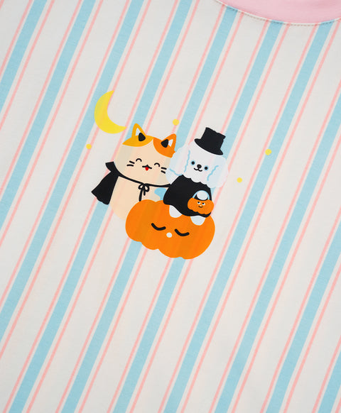 Junior Meow-lloweeen Party Short Sleeves Sleep Dress