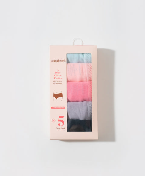 Candy Hearts 5pcs Low Waist Hipster Pack Panties