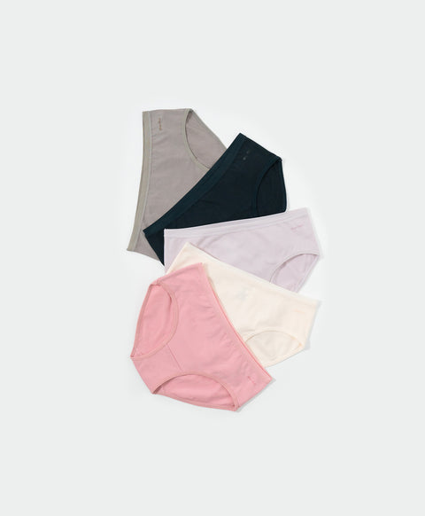 Sculptural Aesthetics Low Waist Hipster 5pcs Cotton Spandex Pack Panties