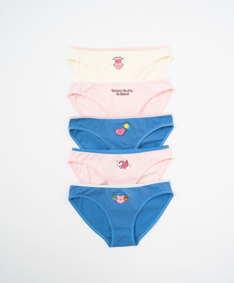 B-Day Party-Yuki & Hattie 5-pack Low Waist Mini Graphic Panties Wonder Box
