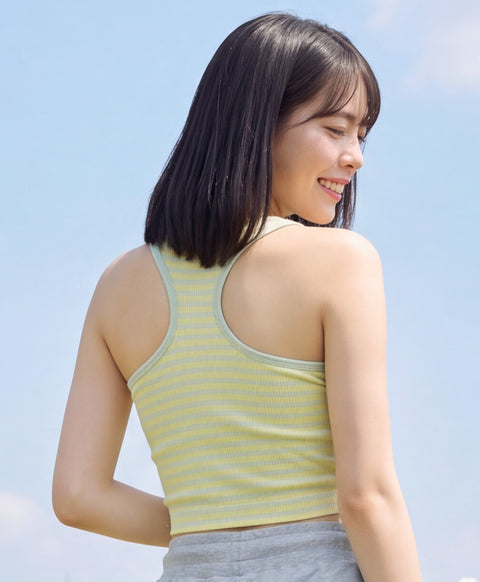 Stay Bloom Padded Stripes Ribbed Racerback Vest