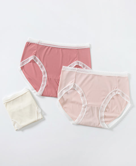 Lace & Mesh Low Waist Midi Panties