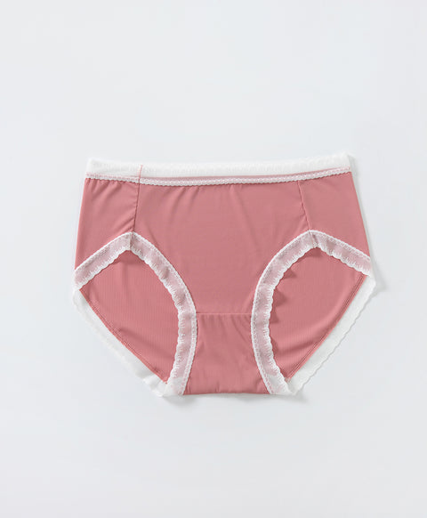 Lace & Mesh Low Waist Midi Panties