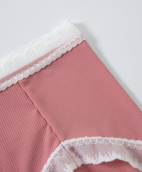 Lace & Mesh Low Waist Midi Panties