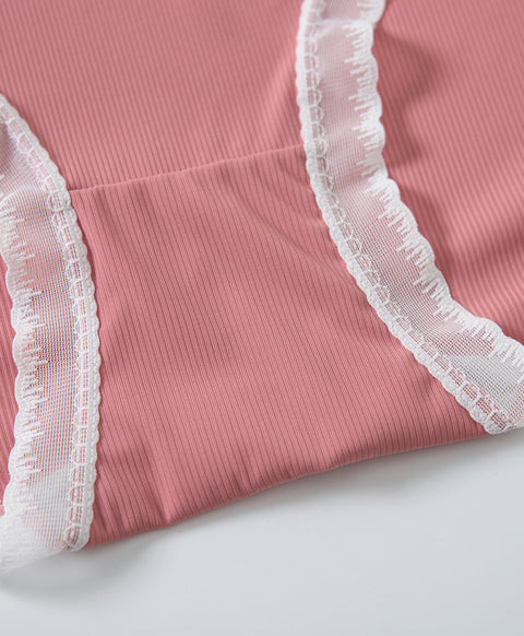 Lace & Mesh Low Waist Midi Panties