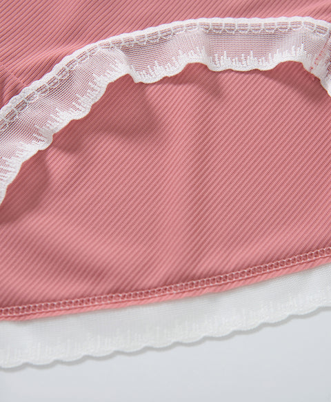 Lace & Mesh Low Waist Midi Panties