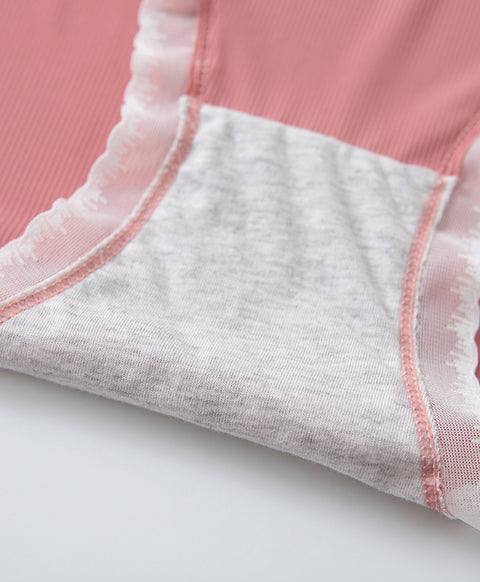 Lace & Mesh Low Waist Midi Panties