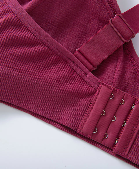 Seamless Pull Over Cross Back Wireless Sports Bra with Back Hooks