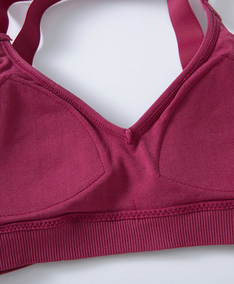 Seamless Pull Over Cross Back Wireless Sports Bra with Back Hooks