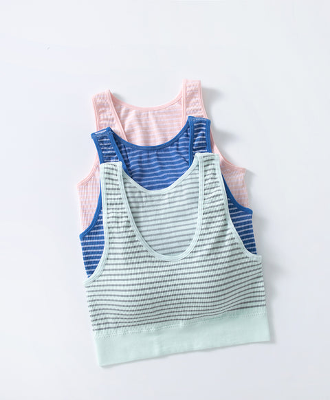 Stripe Seamless Wireless Pull Over Vest