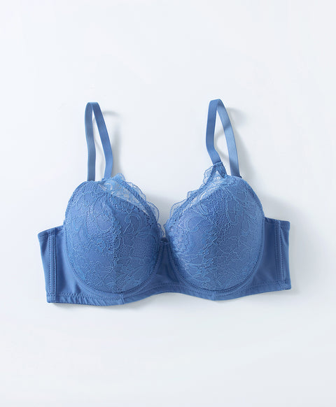 Microfiber Elegant Lace Full Cup Coverage Underwire Bra (B Cup)