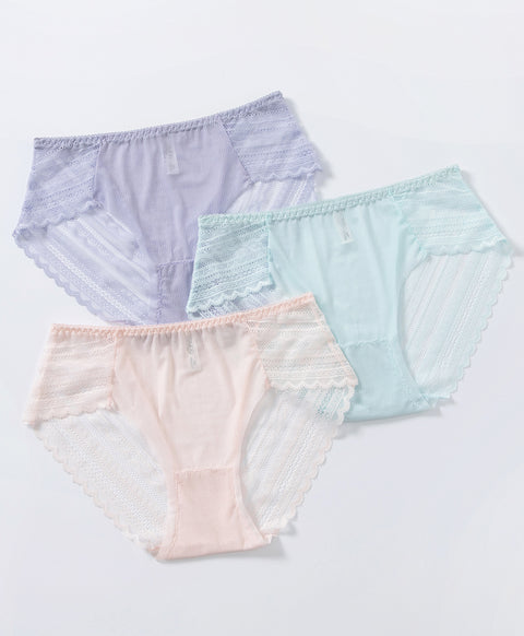 Ultra Fine Lace Midi Panties 3pcs Set