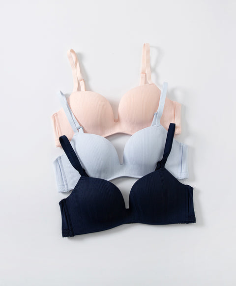 Lace Trim Pointelle Wireless 3/4 Cup Push-Up Bra