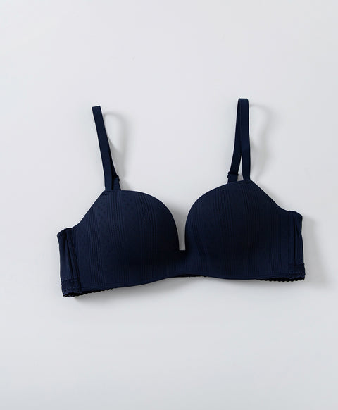 Lace Trim Pointelle Wireless 3/4 Cup Push-Up Bra