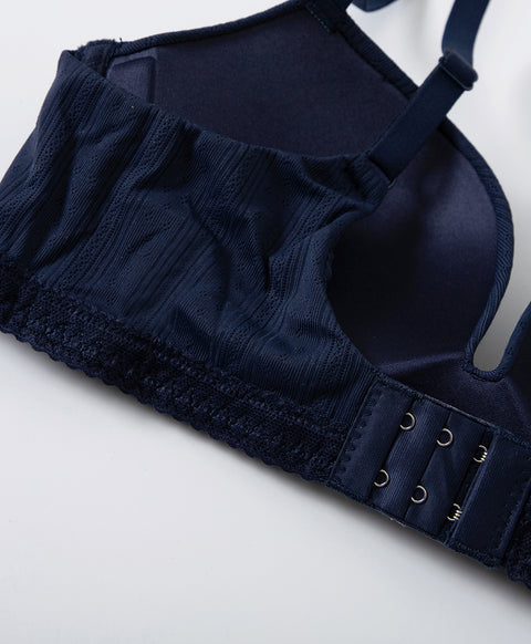 Lace Trim Pointelle Wireless 3/4 Cup Push-Up Bra