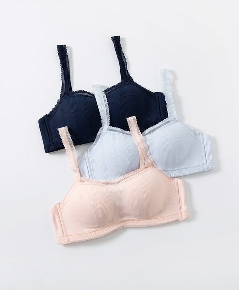 Lace Trim Pointelle Wireless Bandeau Bra
