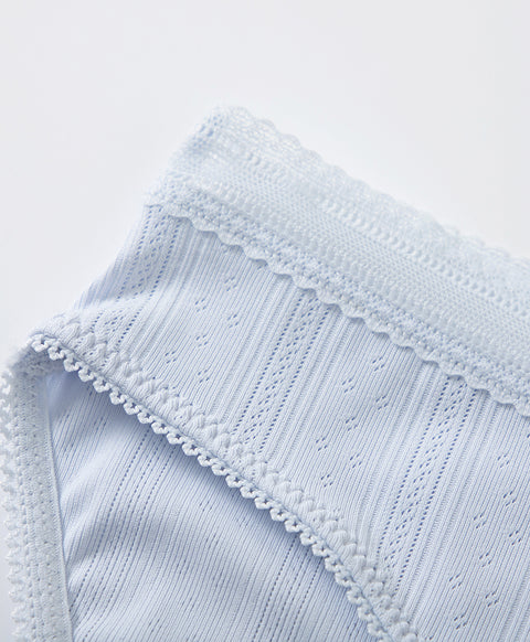 Lace Trim Pointelle Low-Waist Mini Panties