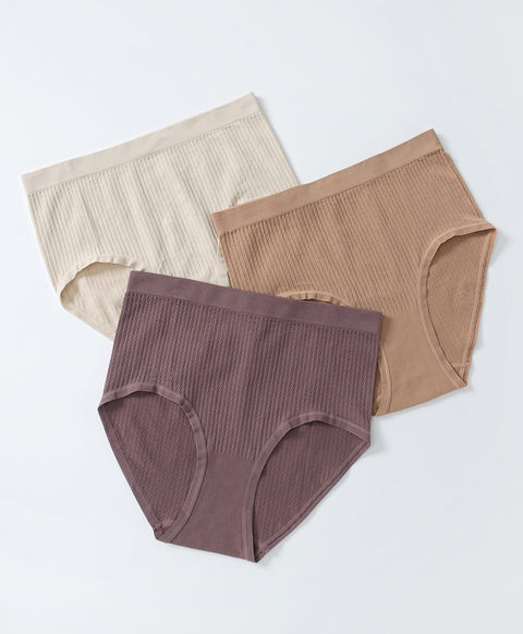 Jacquard Seamless Knit Mid-High Waist Hipster Panties