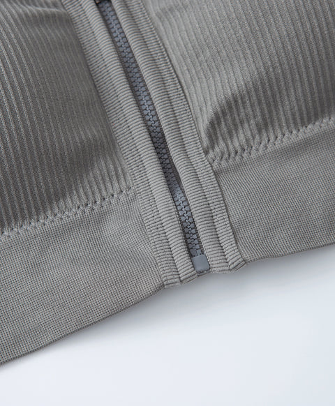 Seamless Knit Sporty Racer-Back V-Neck Front Zip Vest