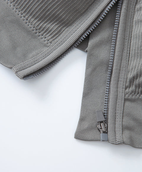 Seamless Knit Sporty Racer-Back V-Neck Front Zip Vest