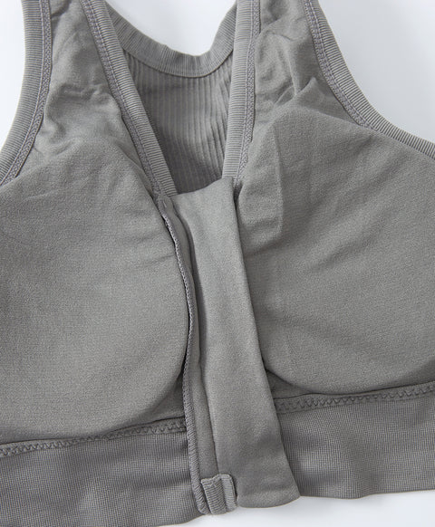 Seamless Knit Sporty Racer-Back V-Neck Front Zip Vest