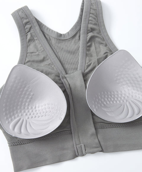 Seamless Knit Sporty Racer-Back V-Neck Front Zip Vest