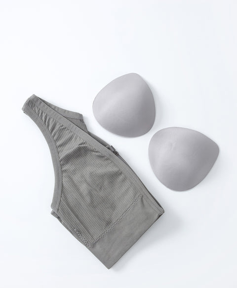 Seamless Knit Sporty Racer-Back V-Neck Front Zip Vest