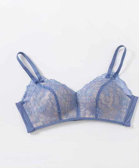 Contrast Layer Wireless Push-up Demi Lace Bra