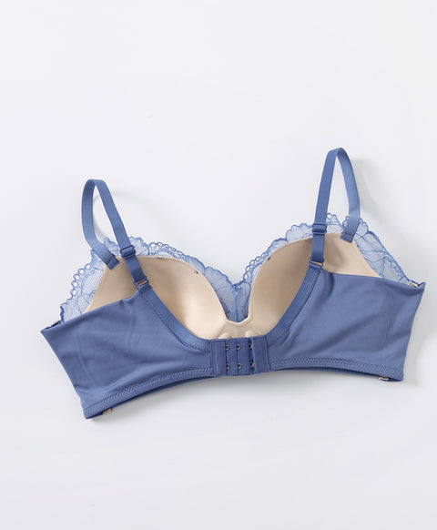 Contrast Layer Wireless Push-up Demi Lace Bra
