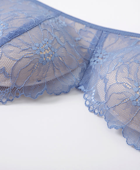 Contrast Layer Wireless Push-up Demi Lace Bra