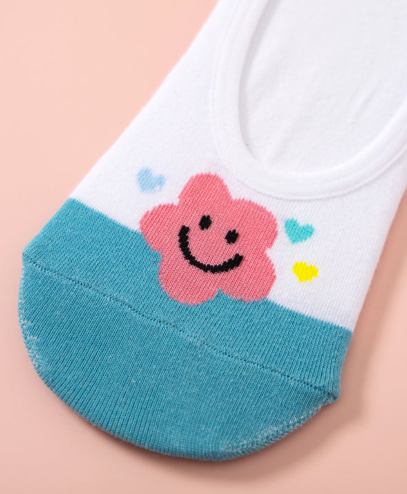 Wonder Palette Smiley Floral No-Show Socks