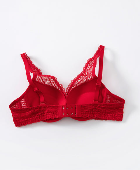Destiny Romance Lace Wired Deep V Push Up Demi Bra