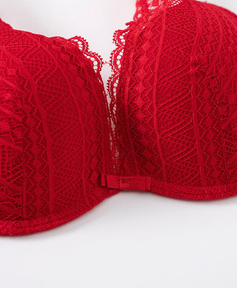 Destiny Romance Lace Wired Deep V Push Up Demi Bra