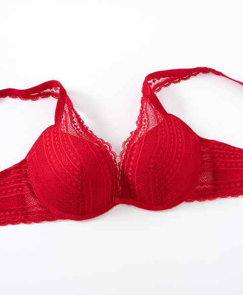 Destiny Romance Lace Wired Deep V Push Up Demi Bra